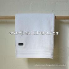 100% coton bande velours hôtel blanc serviettes de bain avec broderie
